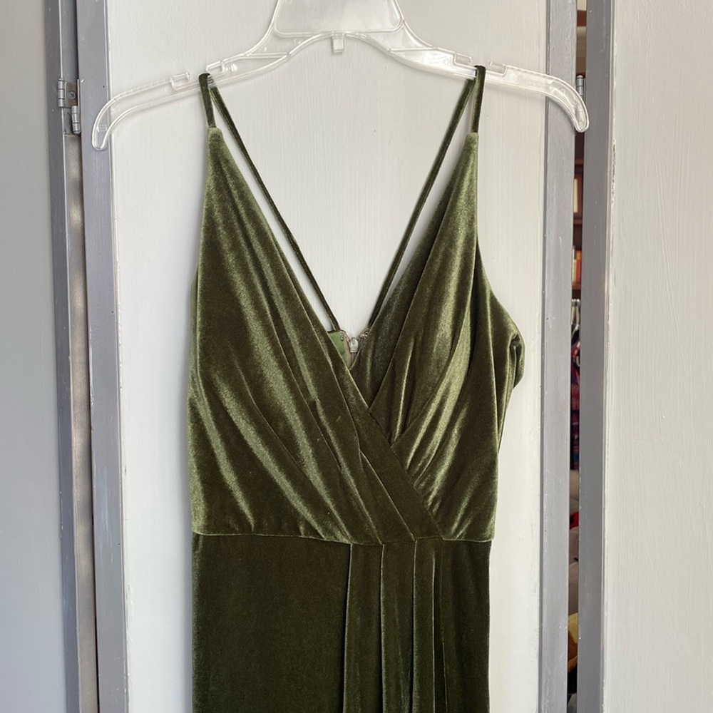 Jasmine Bridal B203065 V-neck Spaghetti Strap Velvet Long Bridesmaid Dress
